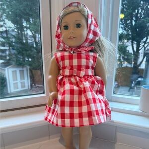 American girl red picnic dress outfit